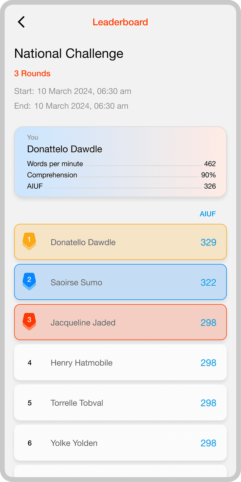 Live Leaderboards screenshot